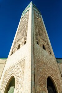 the hassan ii mosque, mosque, casablanca, morocco, africa, minaret, mosquée, l'atlantique, sky, maroc, océan, atlantic, clouds, afrique, religion, building, moroccan, sea, nature, architecture, arabic, travel, muslim
